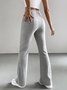 Women's  Elastic Waist H-Line Flare Pants Daily Going Out Pants Light Gray Casual Split Joint Plain Spring/Fall Pants