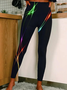 Women's Floral Gradient Pattern Leggings Slim Fit Regular Pants