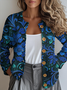 Women's Floral Pattern Casual Long Sleeve Cardigan Regular Autumn and Winter Top