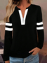 Women's Striped Print Casual Zipper Neck Long Sleeve Sweatshirt