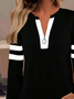 Women's Striped Print Casual Zipper Neck Long Sleeve Sweatshirt