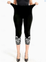 Women's Lace Floral Pattern Leggings Slim Fit Regular Cropped Pants