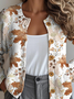 Women's Retro Maple Leaf Pattern Casual Loose Long Sleeve Cardigan Regular Autumn and Winter Top