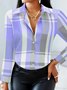 Women's Long Sleeve Shirt Spring/Fall Pink Plaid Buckle Shirt Collar Regular Sleeve Daily Going Out Casual Top
