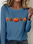 Women's Halloween Pattern Crew Neck Long Sleeve T-Shirt Regular Top