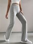 Women's  Elastic Waist H-Line Flare Pants Daily Going Out Pants Light Gray Casual Split Joint Plain Spring/Fall Pants