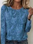 Women's Vintage Paisley Pattern Crew Neck Long Sleeve T-Shirt Regular Top
