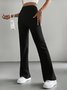 Women's  Elastic Waist H-Line Flare Pants Daily Going Out Pants Light Gray Casual Split Joint Plain Spring/Fall Pants