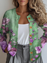 Women's Retro Floral Pattern Casual Loose Long Sleeve Cardigan Regular Autumn and Winter Tops