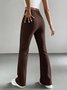 Women's  Elastic Waist H-Line Flare Pants Daily Going Out Pants Light Gray Casual Split Joint Plain Spring/Fall Pants