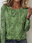 Women's Vintage Paisley Pattern Crew Neck Long Sleeve T-Shirt Regular Top