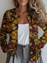 Women's Floral Pattern Casual Long Sleeve Cardigan Regular Autumn and Winter Top