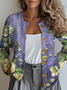 Women's Retro Floral Pattern Casual Loose Long Sleeve Cardigan Regular Autumn and Winter Tops