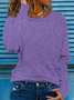 Women's Long Sleeve T-shirt Spring/Fall Pink Plain Printing Jersey Crew Neck Daily Going Out Casual Top