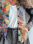 Crew Neck Abstract Casual Cardigan