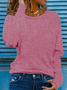 Women's Long Sleeve T-shirt Spring/Fall Pink Plain Printing Jersey Crew Neck Daily Going Out Casual Top