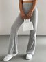 Women's  Elastic Waist H-Line Flare Pants Daily Going Out Pants Light Gray Casual Split Joint Plain Spring/Fall Pants