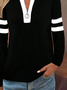 Women's Striped Print Casual Zipper Neck Long Sleeve Sweatshirt