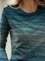 Women's Long Sleeve T-shirt Spring/Fall Deep Green Abstract Printing Jersey Crew Neck Daily Going Out Casual Top