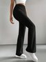 Women's  Elastic Waist H-Line Flare Pants Daily Going Out Pants Light Gray Casual Split Joint Plain Spring/Fall Pants