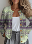 Women's Ethnic Geometric Gradient Pattern Casual Long-Sleeved Cardigan Regular Autumn And Winter Tops