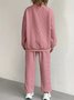 Women's Autumn And Winter Fashion Ribbed Jacquard Trousers Casual Two-Piece Sweatshirt Trousers