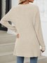 Cotton-Blend Loose Simple New Autumn And Winter Solid Color Casual Pocket Long-sleeved Warm Knitted Cardigan