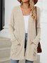 Cotton-Blend Loose Simple New Autumn And Winter Solid Color Casual Pocket Long-sleeved Warm Knitted Cardigan