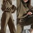 Women's Solid Color Sports Casual Sweatshirt Suit Fashionable Loose Long Sleeve Style