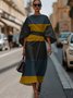 Crew Neck Dolman Sleeve Street Dress With Belt