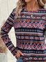 Women's Long Sleeve T-shirt Spring/Fall As Picture Abstract Printing Jersey Crew Neck Daily Going Out Casual Top
