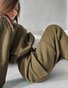 Women's Solid Color Sports Casual Sweatshirt Suit Fashionable Loose Long Sleeve Style