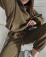 Women's Solid Color Sports Casual Sweatshirt Suit Fashionable Loose Long Sleeve Style