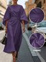 Regular Fit Dolman Sleeve Street Crew Neck Dress With Belt