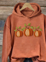 Women's Halloween Pumpkin Print Casual Hooded Long-Sleeved Sweatshirt