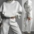 Women's Solid Color Sports Casual Sweatshirt Suit Fashionable Loose Long Sleeve Style