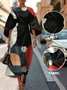 Dolman Sleeve Regular Fit Street Crew Neck Geometric Dress With Belt