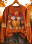 Women'S Gnome Autumn Pumpkin Print Sweatshirt