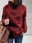 Split Joint Plain Casual Loose Turtleneck Plush Warm Sweater