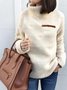 Split Joint Plain Casual Loose Turtleneck Plush Warm Sweater
