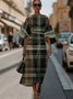 Crew Neck Dolman Sleeve Street Dress With Belt
