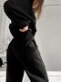 Women's Solid Color Sports Casual Sweatshirt Suit Fashionable Loose Long Sleeve Style