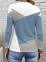 Women's Long Sleeve T-shirt Spring/Fall Blue Abstract Printing Jersey Crew Neck Daily Going Out Casual Top