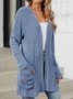 Cotton-Blend Loose Simple New Autumn And Winter Solid Color Casual Pocket Long-sleeved Warm Knitted Cardigan