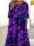Women's Round Neck Retro Print Dress Fashionable And Elegant Loose Style