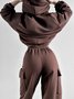 Women's Solid Color Sports Casual Sweatshirt Suit Fashionable Loose Long Sleeve Style