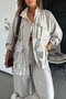 Women's Solid Color Fashion Two-Piece Suit With Three-Dimensional Pockets Fashion Loose Long-Sleeved Suit