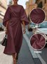 Regular Fit Dolman Sleeve Street Crew Neck Dress With Belt