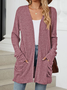 Cotton-Blend Loose Simple New Autumn And Winter Solid Color Casual Pocket Long-sleeved Warm Knitted Cardigan