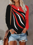 Women's Long Sleeve T-shirt Spring/Fall Red Abstract Printing Jersey Crew Neck Daily Going Out Casual Top